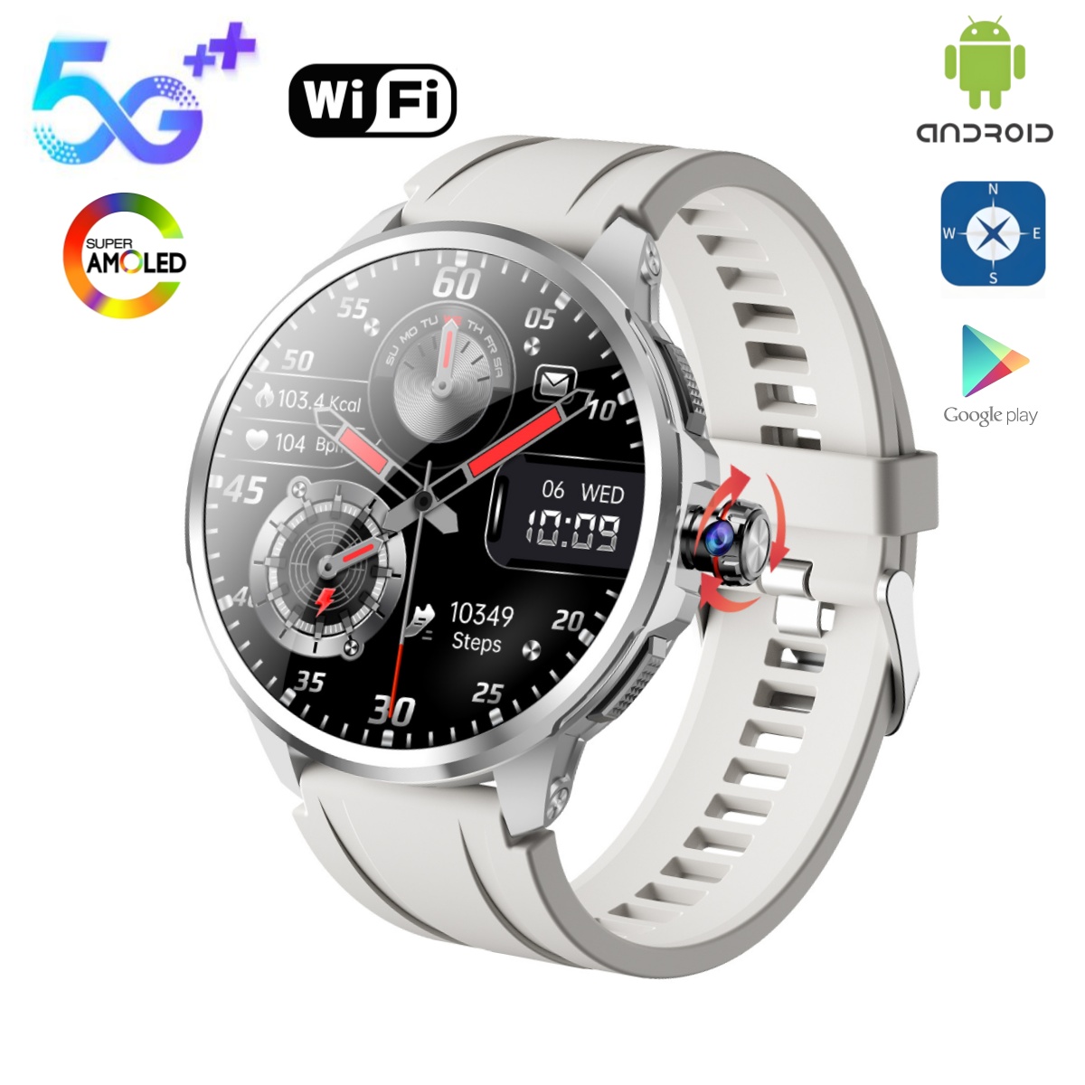 Smartwatch Instagram - 4G 5G LTE Android-systeem 1,95 inch